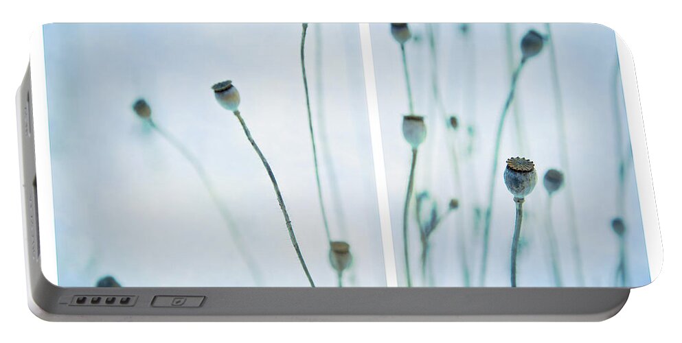 Seeds Portable Battery Charger featuring the photograph Poppy Seed Pods by Theresa Tahara