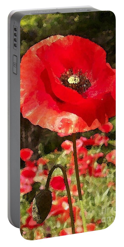 Poppy Portable Battery Charger featuring the photograph Poppy Watercolor Effect by Laurie Eve Loftin