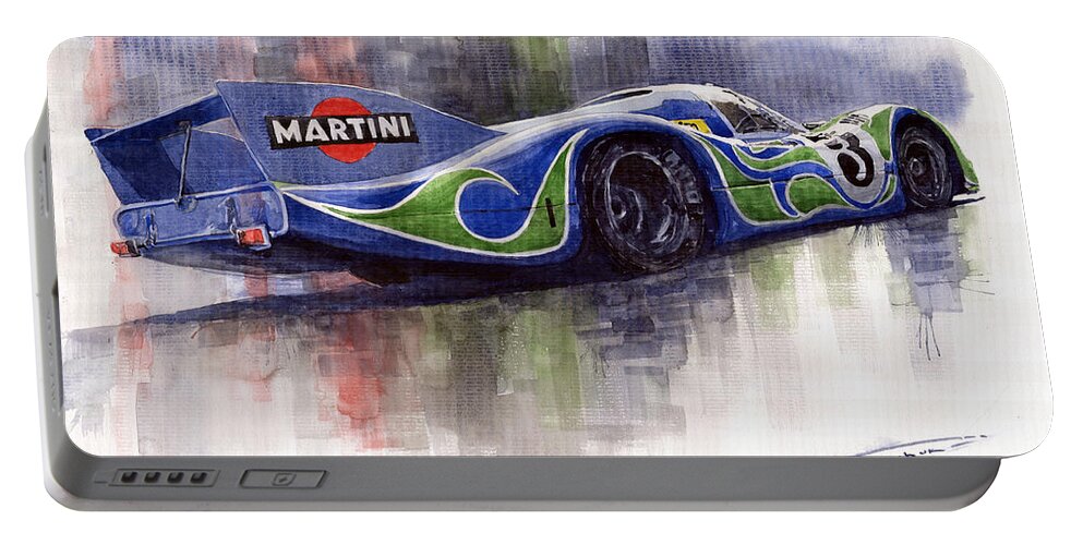 Shevchukart Portable Battery Charger featuring the painting Porsche 917 Psychodelic by Yuriy Shevchuk