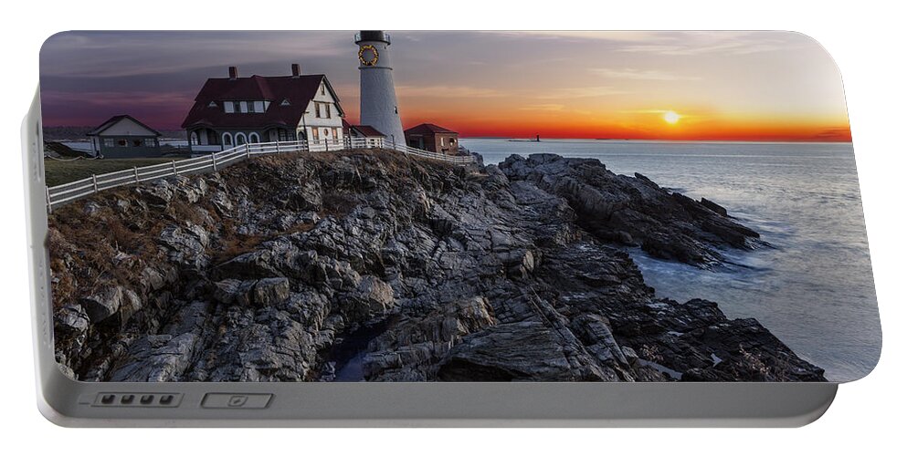 Portland Portable Battery Charger featuring the photograph Portland Head Light Awakes by Susan Candelario