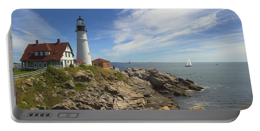 Portland Lighthouse Portable Battery Charger featuring the photograph Portland Head Lighthouse 2c by Mike McGlothlen