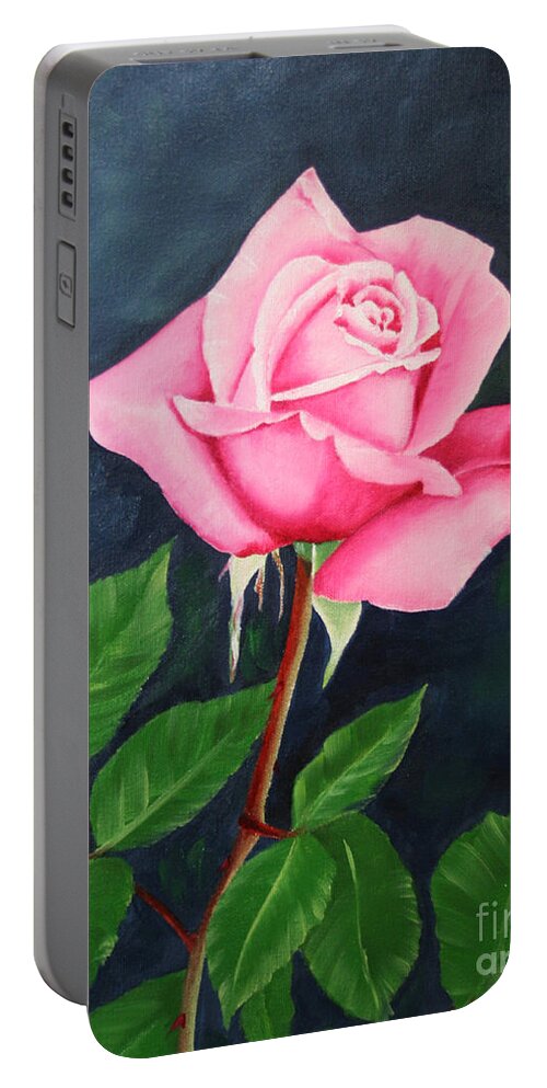 Portrait Of A Rose Portable Battery Charger featuring the painting Portrait of a Rose by Jimmie Bartlett