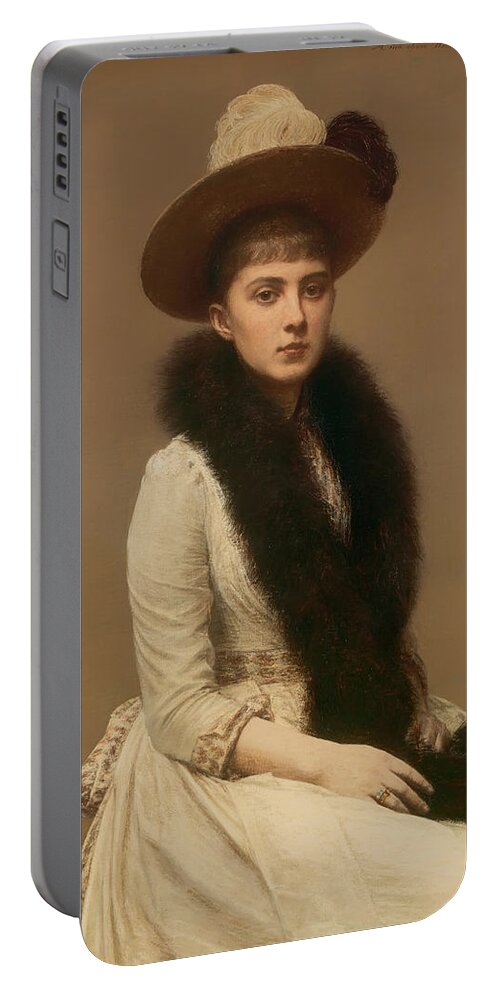 Portait Portable Battery Charger featuring the painting Portrait of Sonia by Mountain Dreams