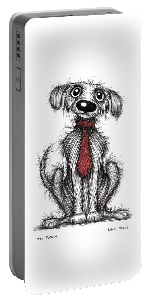 Dog Portable Battery Charger featuring the drawing Posh pooch by Keith Mills
