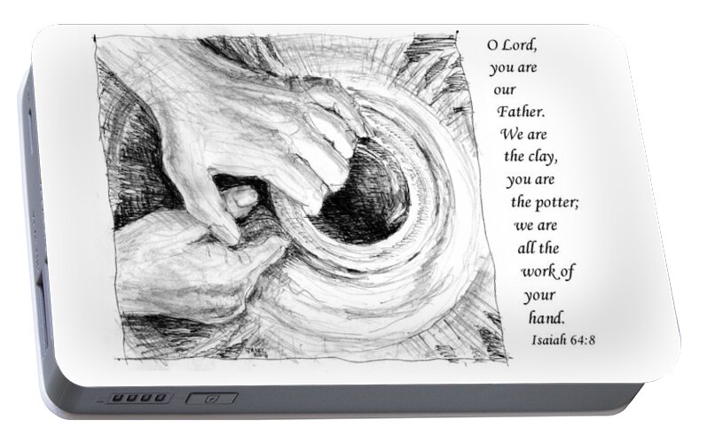 Pen And Ink Drawing Portable Battery Charger featuring the drawing Potter and Clay by Janet King