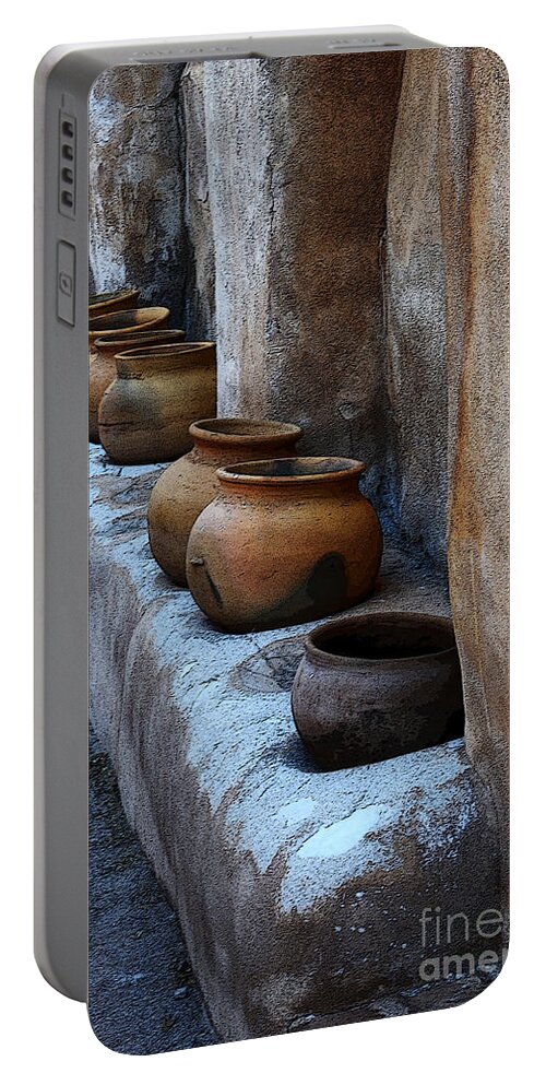 Tumacacori Portable Battery Charger featuring the photograph Pottery At Mission San Jose De Tumacacori by Bob Christopher