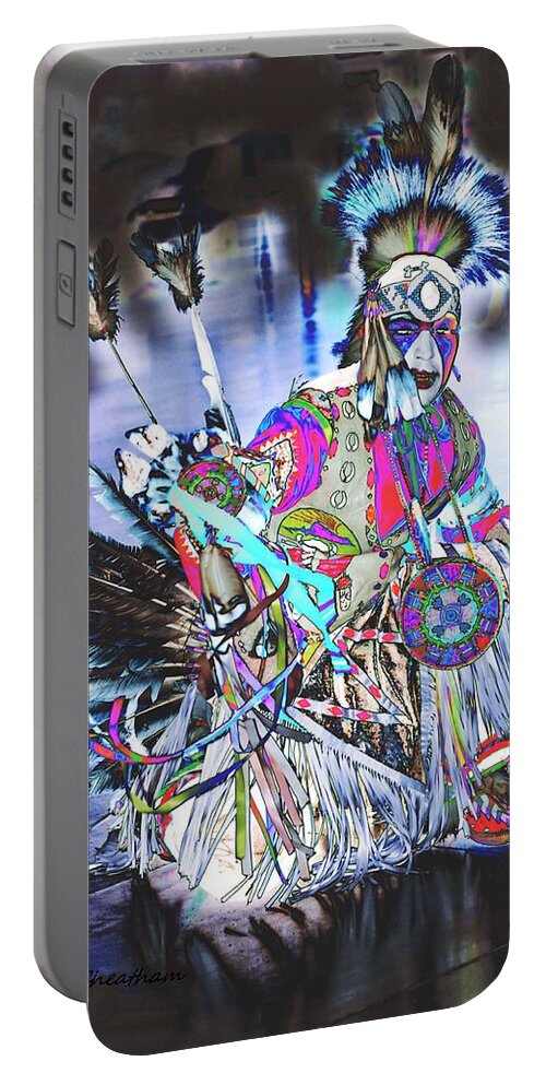 American Indian Portable Battery Charger featuring the photograph Powwow dancer in Warrior Regalia by Kae Cheatham