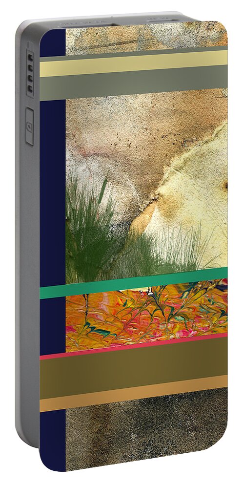 Interior Design Portable Battery Charger featuring the digital art Prairie Grasses Amid The Rocks by Paulette B Wright