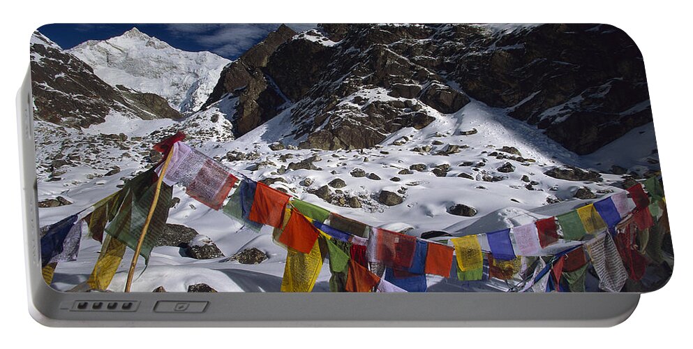 Feb0514 Portable Battery Charger featuring the photograph Prayer Flags Himalaya India by Colin Monteath