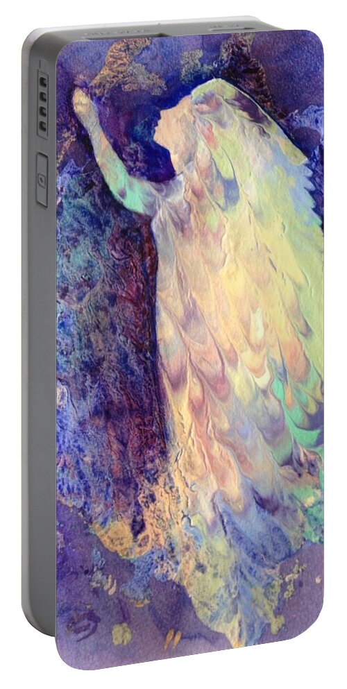 Purple Portable Battery Charger featuring the painting Prayer by Marilyn Jacobson
