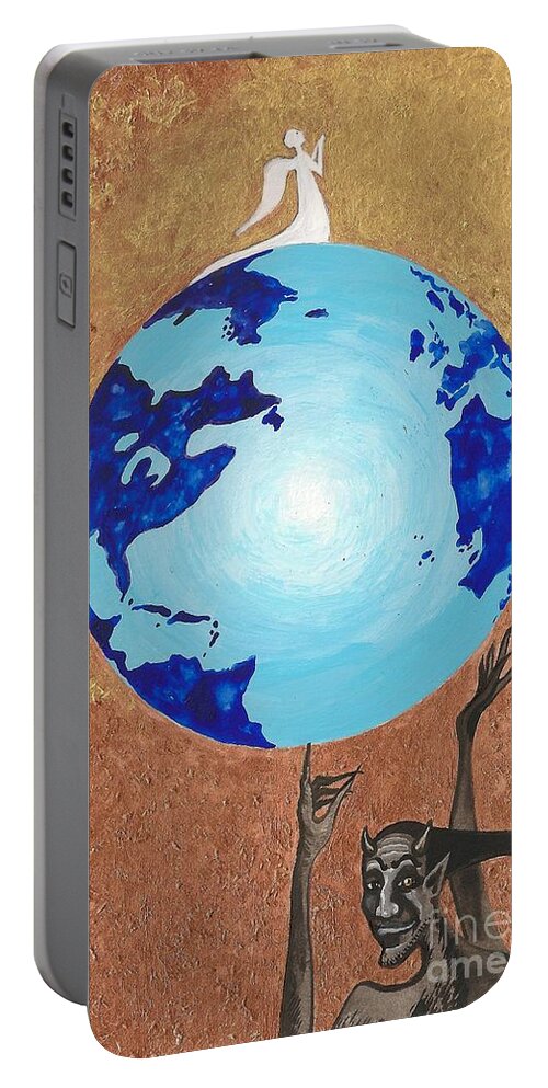 Painting Portable Battery Charger featuring the painting Praying Angel by Margaryta Yermolayeva