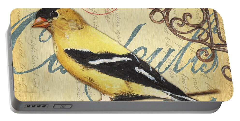 Goldfinch Portable Battery Charger featuring the painting Pretty Bird 3 by Debbie DeWitt