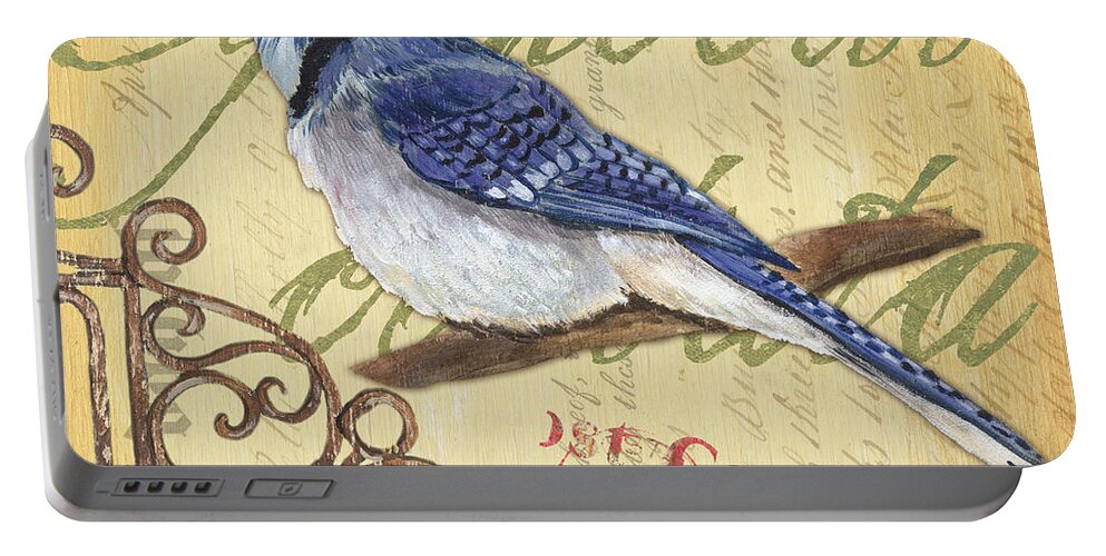 Blue Jay Portable Battery Charger featuring the painting Pretty Bird 4 by Debbie DeWitt