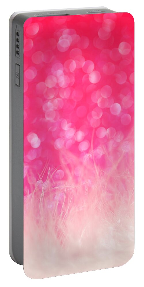 Abstract Portable Battery Charger featuring the photograph Pretty In Pink by Dazzle Zazz
