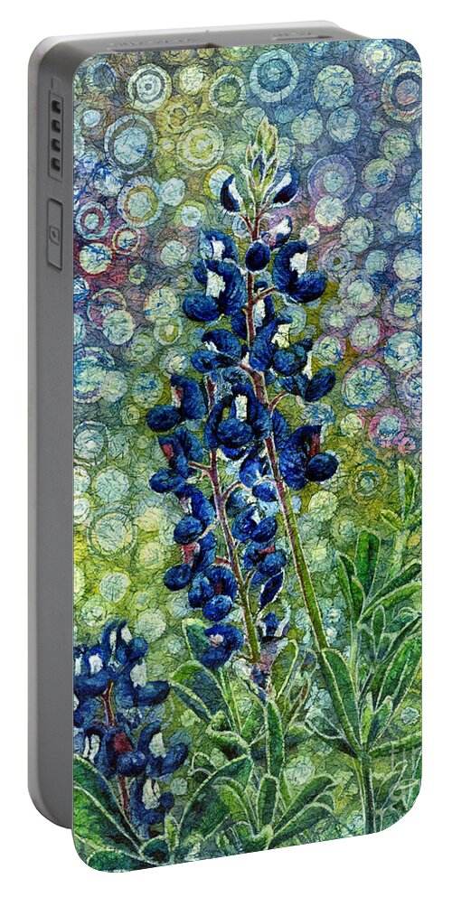 Bluebonnet Portable Battery Charger featuring the painting Pretty in Blue by Hailey E Herrera