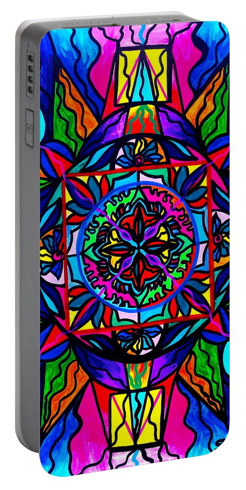 Vibration Portable Battery Charger featuring the painting Productivity by Teal Eye Print Store