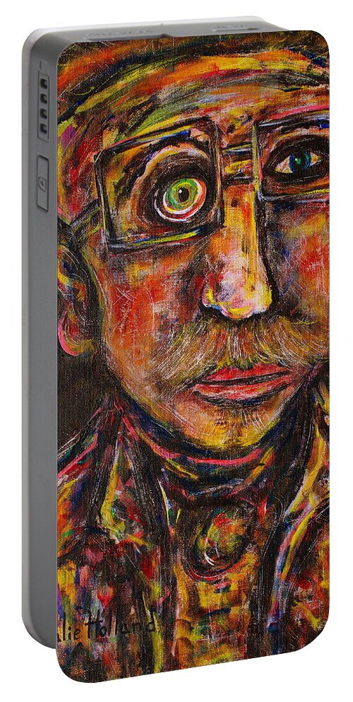Professor Portable Battery Charger featuring the painting Professor by Natalie Holland