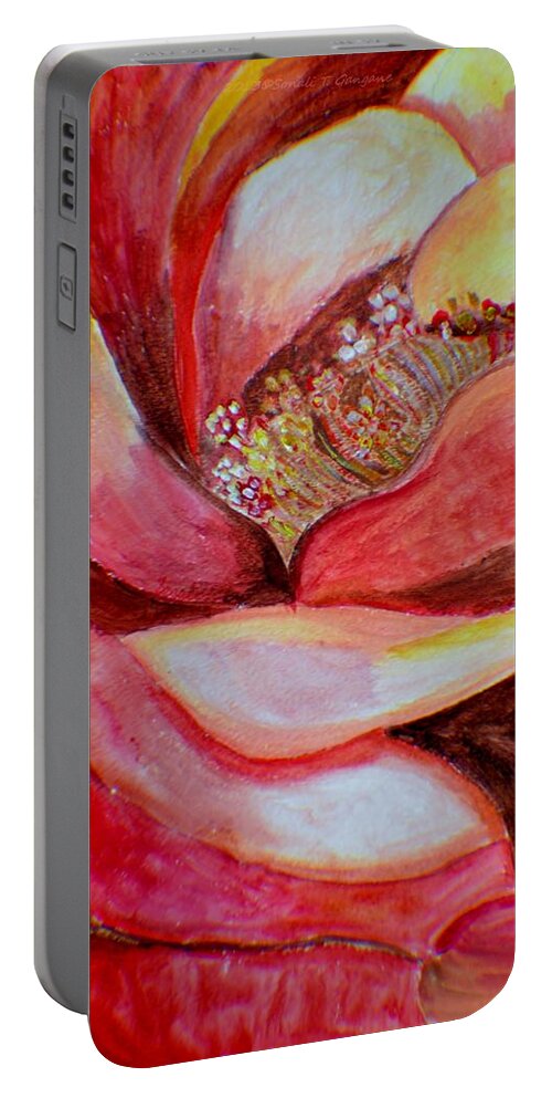Hybrid Rose Portable Battery Charger featuring the painting Promise of Love by Sonali Gangane
