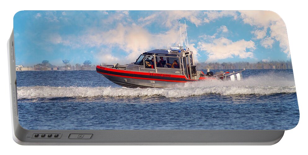 Coast Portable Battery Charger featuring the photograph Protecting Our Waters - Coast Guard by Kim Hojnacki
