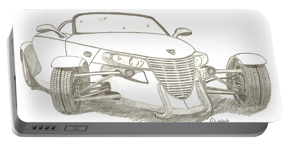 Dodge Portable Battery Charger featuring the drawing Prowler Sketch by Chris Thomas