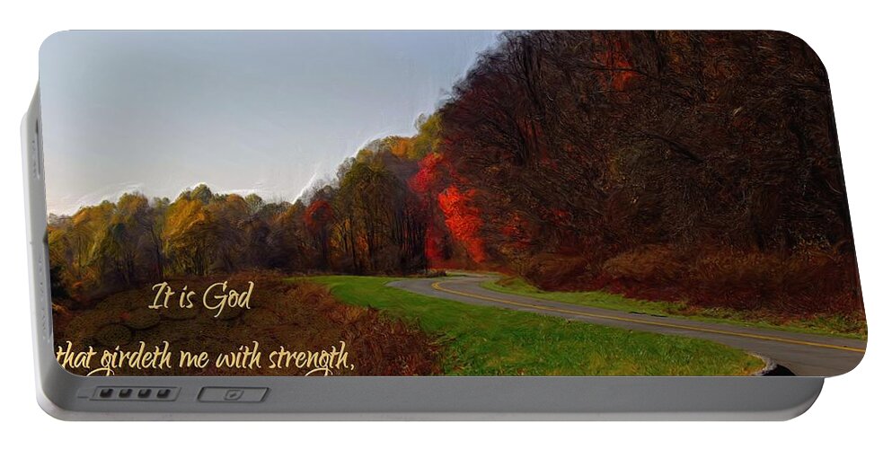 Jesus Portable Battery Charger featuring the digital art Psalm 18 32 by Michelle Greene Wheeler