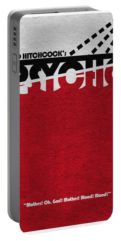 Alfred Hitchcock Portable Battery Charger featuring the digital art Psycho by Inspirowl Design