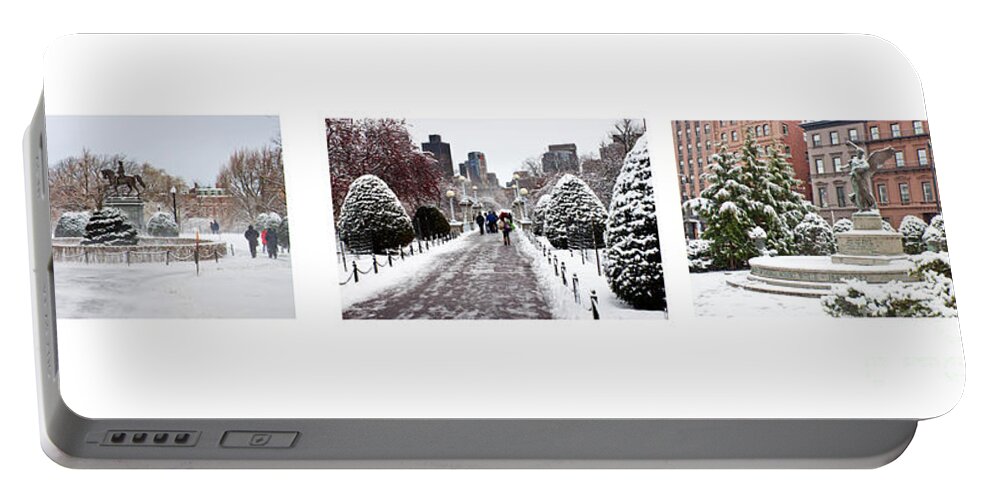 Americana Portable Battery Charger featuring the photograph Public Garden Triptych by Thomas Marchessault