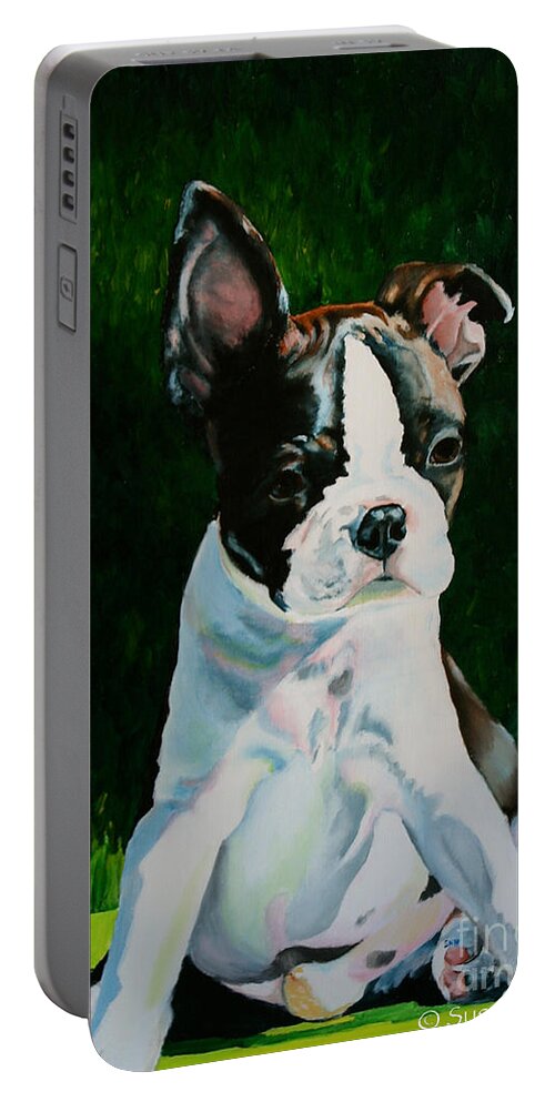 Pet Portable Battery Charger featuring the painting Pudge by Susan Herber