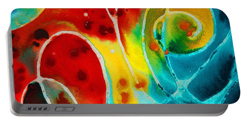 Abstract Portable Battery Charger featuring the painting Pure Joy 1 - Abstract Art By Sharon Cummings by Sharon Cummings