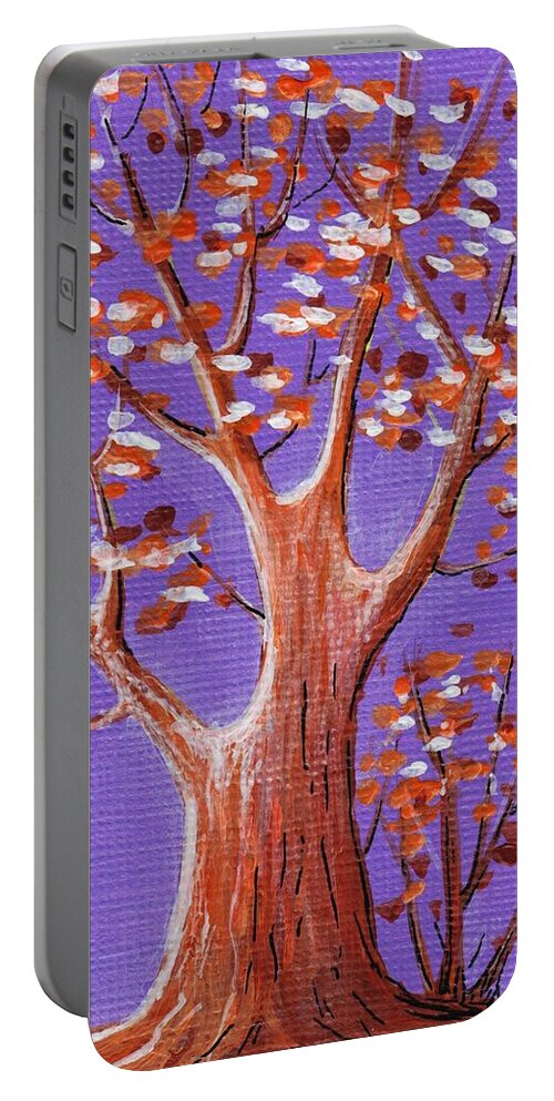 Malakhova Portable Battery Charger featuring the painting Purple and Orange by Anastasiya Malakhova