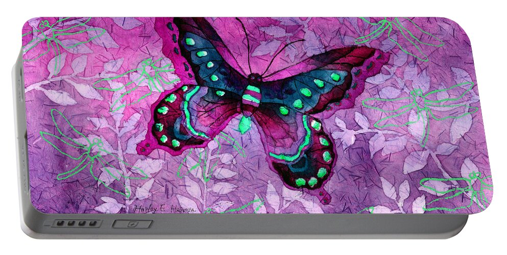 Butterfly Portable Battery Charger featuring the painting Purple Butterfly by Hailey E Herrera