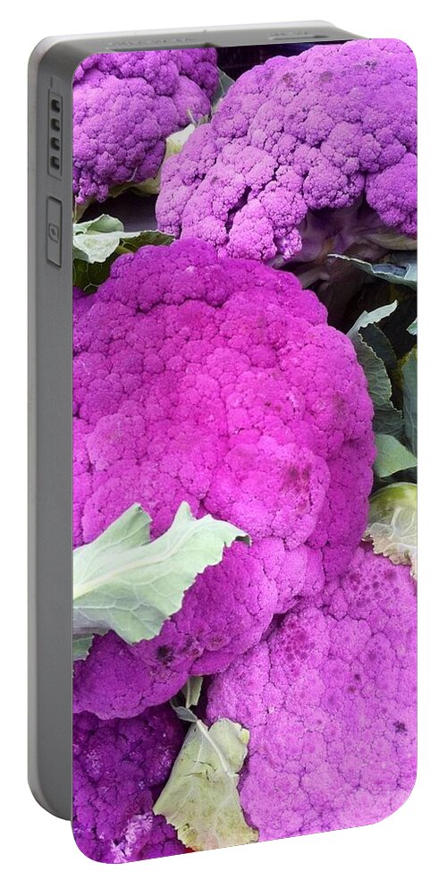 Cauliflower Portable Battery Charger featuring the photograph Purple Cauliflower by Susan Garren