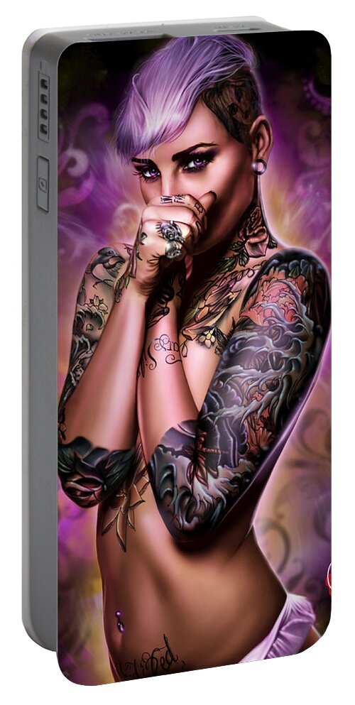 Color Portable Battery Charger featuring the painting Purple Haze by Pete Tapang