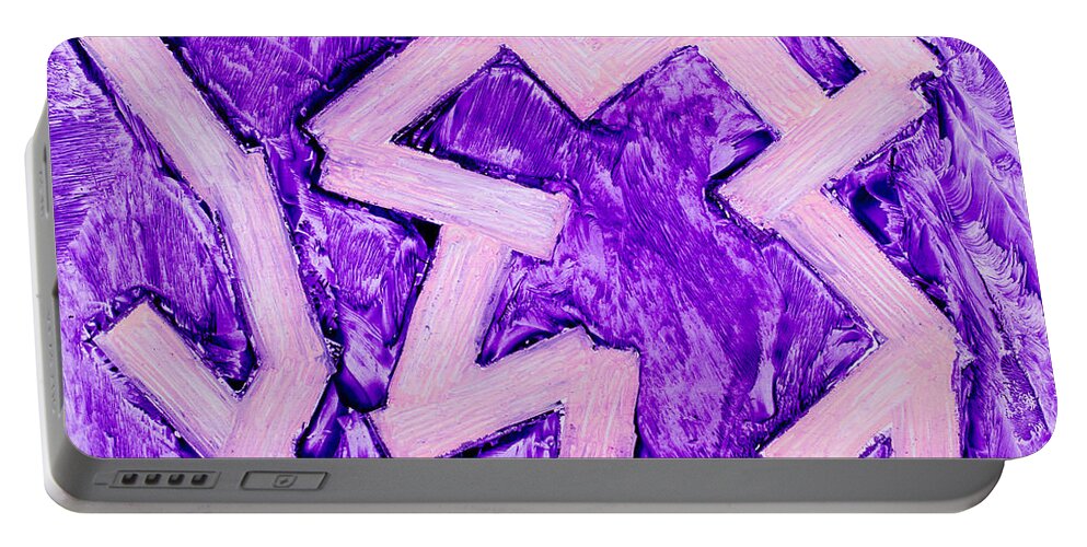 Zigzag Portable Battery Charger featuring the painting Purple zigzag was painting by Simon Bratt