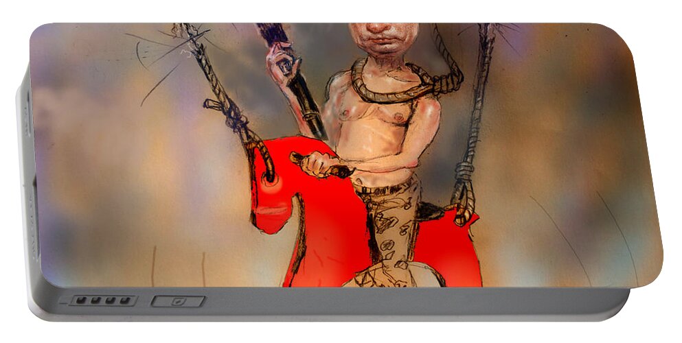 Putin Portable Battery Charger featuring the mixed media Putin in a Suicidal Game by Ylli Haruni
