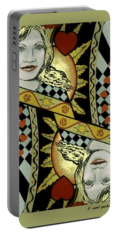 Queen Portable Battery Charger featuring the painting Queen's Card II by Carol Jacobs
