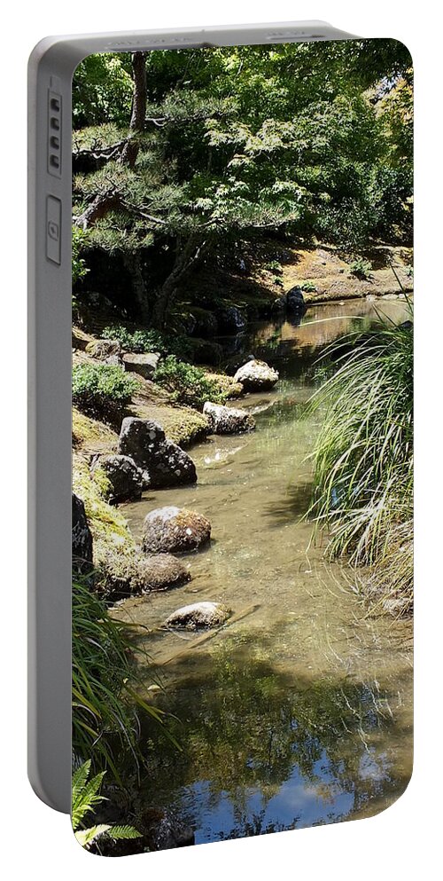 Hamilton Gardens Portable Battery Charger featuring the photograph Quiet Stream by Guy Pettingell