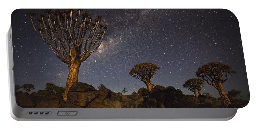 Vincent Grafhorst Portable Battery Charger featuring the photograph Quiver Trees andThe Milky Way by Vincent Grafhorst