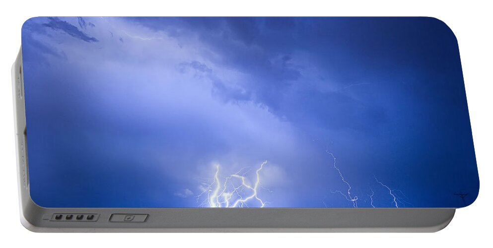 Lightning Portable Battery Charger featuring the photograph Rabbit Mountain Lightning Strikes Boulder County CO by James BO Insogna