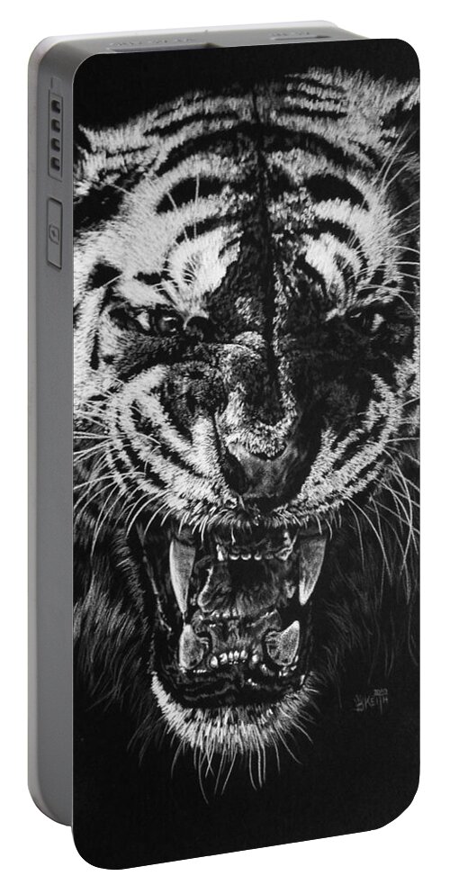 Art Portable Battery Charger featuring the drawing Rage by Barbara Keith