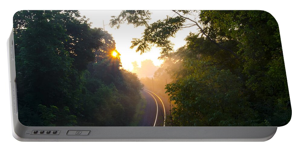 Rail Portable Battery Charger featuring the photograph Rail Road Sunrise by Bill Cannon
