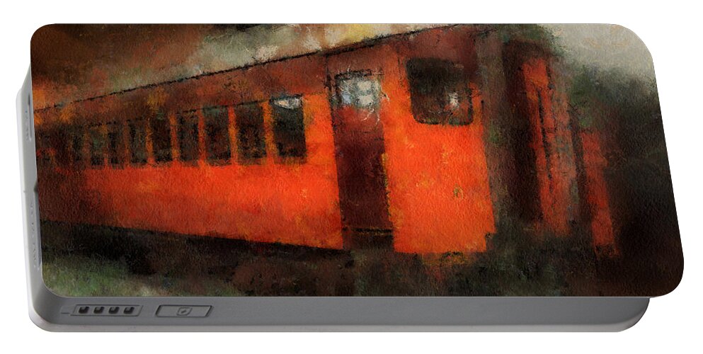 Transportation Portable Battery Charger featuring the photograph Railroad Gary Flyer Photo Art 03 by Thomas Woolworth