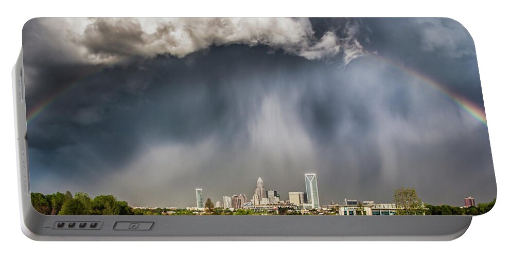 Rainbow Portable Battery Charger featuring the photograph Rainbow over Charlotte by Chris Austin