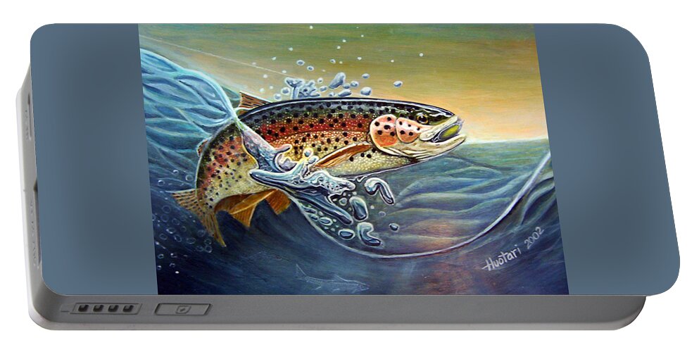 Rick Huotari Portable Battery Charger featuring the painting Rainbow by Rick Huotari
