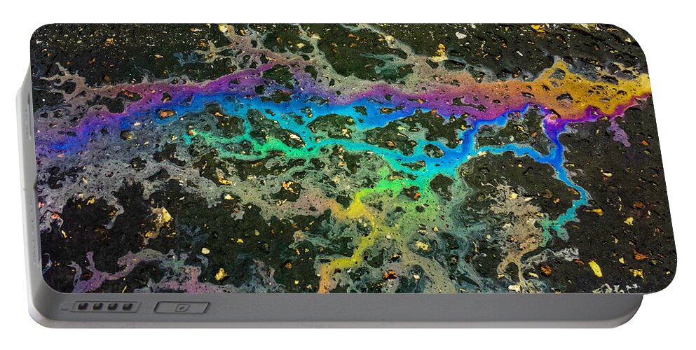 Abstract Portable Battery Charger featuring the photograph Rainbow River and Gold by Lynn Hansen