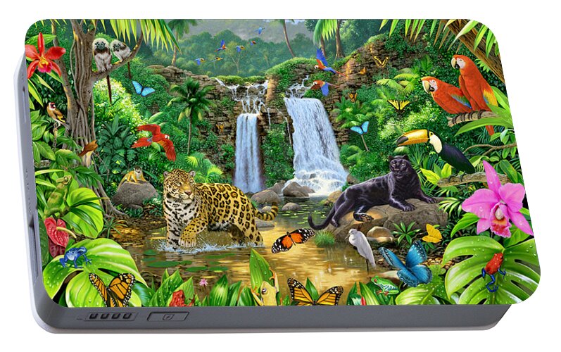 Animal Portable Battery Charger featuring the photograph Rainforest Harmony Variant 1 by MGL Meiklejohn Graphics Licensing