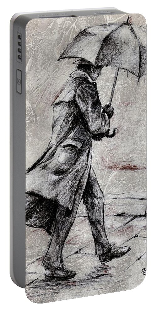 Drawings Portable Battery Charger featuring the drawing Rainy Day #07 Drawing by Emerico Imre Toth