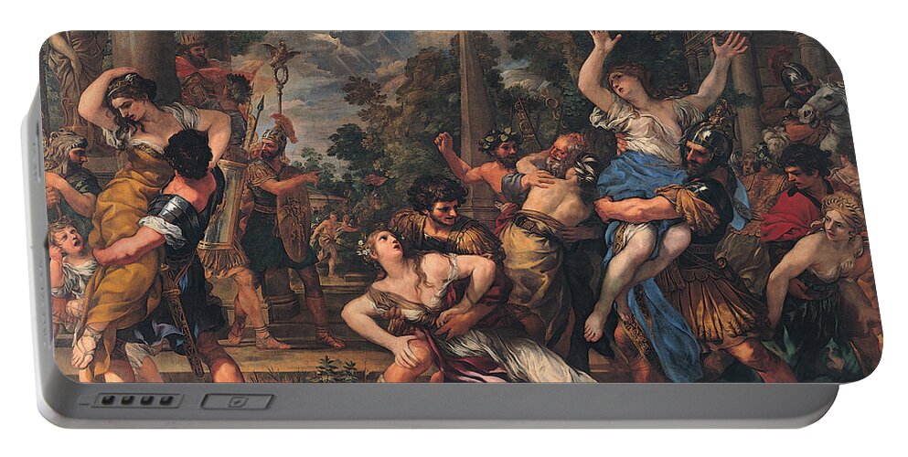 Pietro Da Cortona Portable Battery Charger featuring the painting Rape of the Sabines by Pietro da Cortona