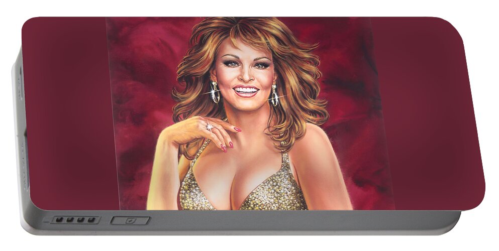 Raquel Welch Portable Battery Charger featuring the painting Raquel Welch by Dick Bobnick