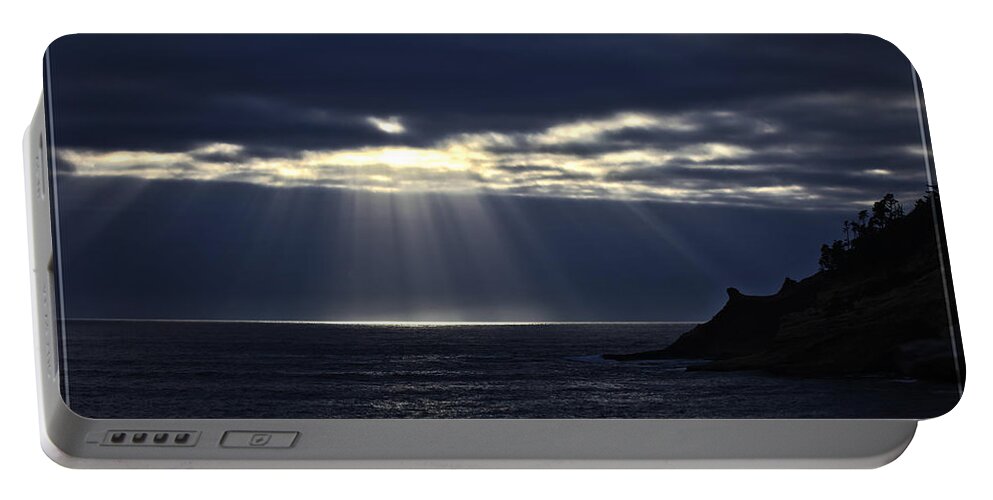 Sun Rays Portable Battery Charger featuring the photograph Rays of hope at Cape Kiwanda Oregon by Tiana McVay